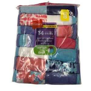 HANES 14 PIECES GIRLS TAGLESS BIKINIS PANTIES SIZE 8 NEW WITH‎ TAG